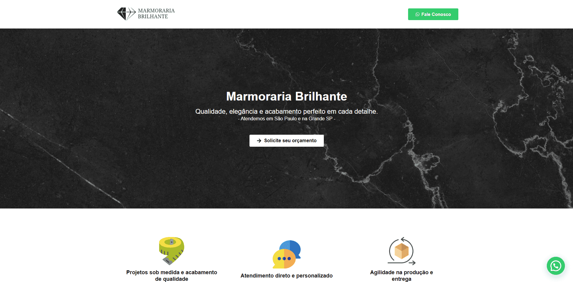 Imagem da landing page Marmoraria Brilhante